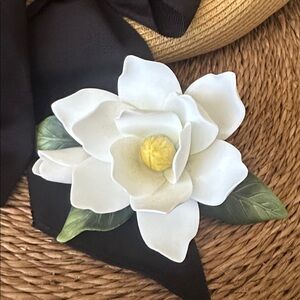 Vintage Lefton White Magnolia Bone China Figurine Floral Decor